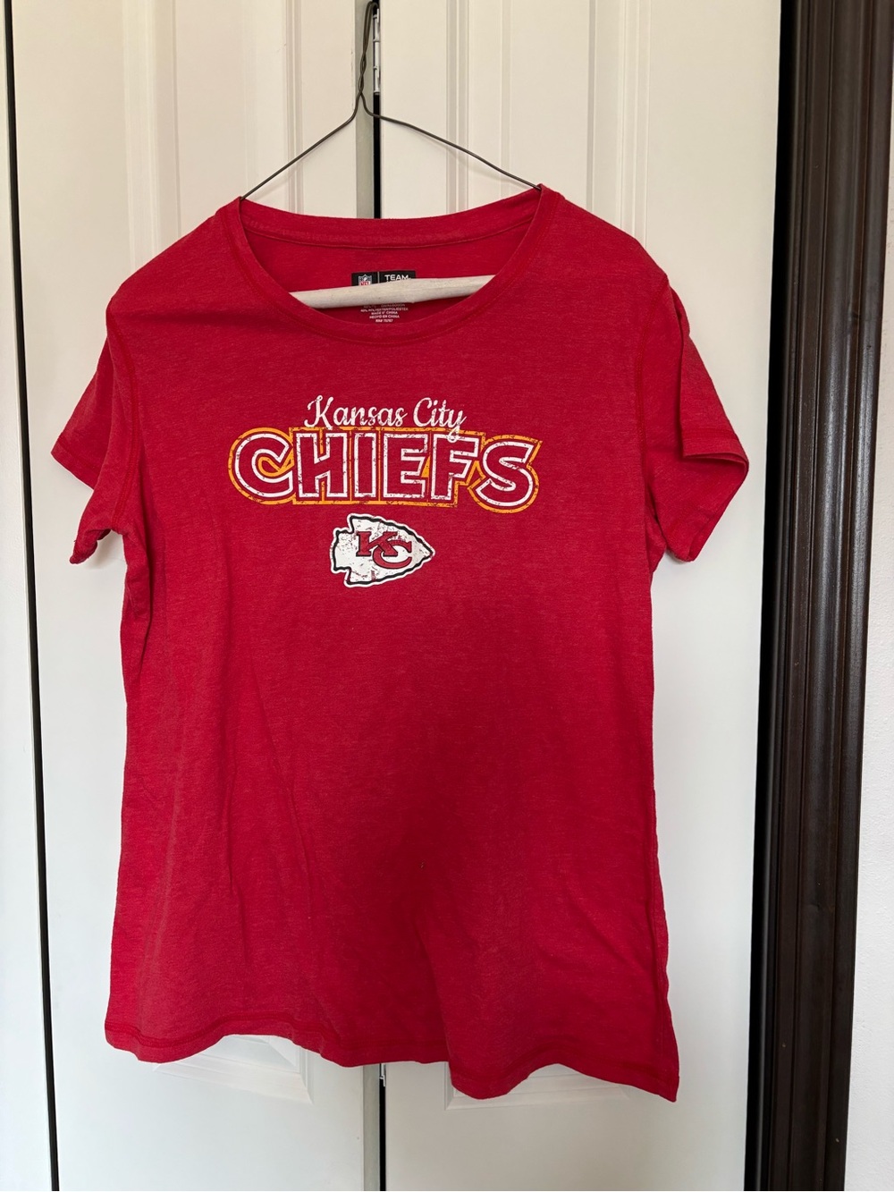 Team Apparel Red Crew Neck Tee with NFL Patch